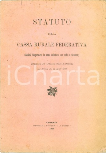 1906 cosenza statuto cassa - 1906,
